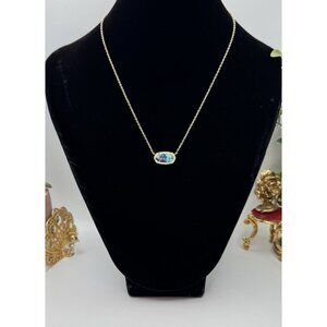Kendra Scott 14K Gold Plated Elisa Turquoise Pendant Necklace Stone Adjustable